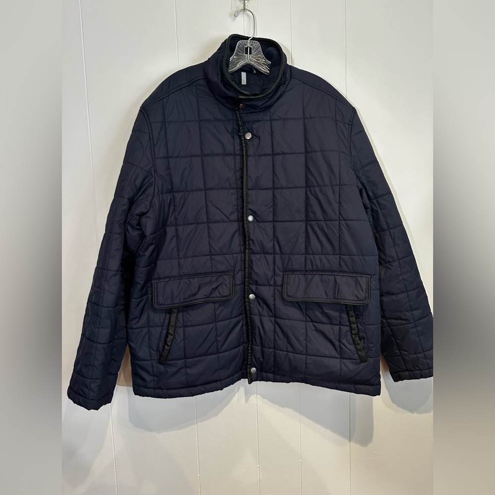 Cole Haan Quilted Navy Jacket XL Snap Zip Lightweight Coat EUC - Picture 3 of 5